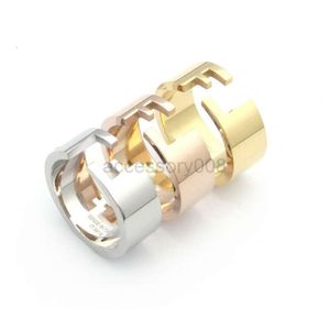 Origineel Graveren Designer Holle Open Ring Extravagant Goud Sier Rose 316L Roestvrij Stalen Letterringen Dames Heren Bruiloft Sieraden Dame Feestgeschenken 6 7 8 9