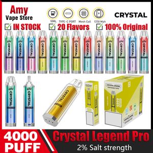 Original ETH Crystal Legend Pro Cigarettes E jetables 4000 Puff Mesh Coil Vape Pen 20 Saveurs 2% Vaporisateurs Puff 4K vaper 4Kpuffs En stock prêt à être expédié immédiatement