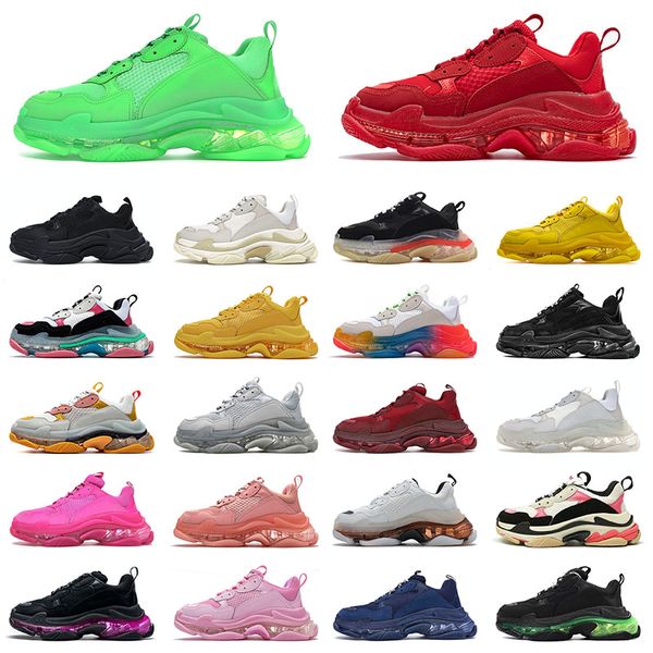 Original Fashion Triple S Clear Sole Authentique Outdoor Designer Shoes All Black White Pink Green Red Beige Luxurys Designers Vintage Platform Sneakers Trainers