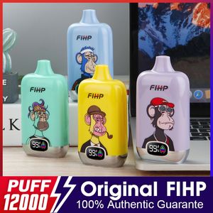 Originele FIHP digitale doos Puff 12000 15000 10000 9000 VAPES Wegwerp Puff 12K 15K 10K 9K VAPERS Oplaadbare batterij Puff vaper weergavebare trekjes vape