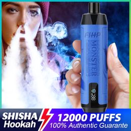 Monster FIHP original Shisha Hookah Puff 12000 150000 10000 9000 Vapes Puff desechables 12k 15k 10K 9K Vapores Batería recargable Puffes Vaper visualizables Vapor