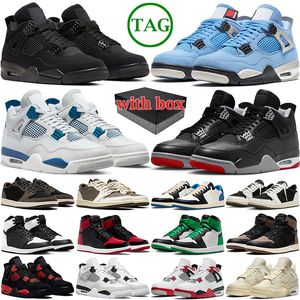 4 4S basketbalschoenen mannen vrouwen 1 1S High Low Top Sneakers Militaire blauwe zwarte kat gefokt opnieuw bedacht Red Fire Thunder Donker Mocha Olive Mens Outdoor Trainers met doos