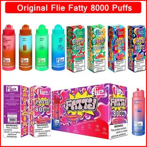 Original FLIE FATTY 8000 bouffées jetables Vape Cigarettes électroniques Kit de démarrage de dispositif 850mAh Double bobine de maille Batterie 18ml Pod pré-rempli