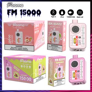 Original FM 15000 Puffs Vapes jetables Box MOD Puff 15k Vape Pen E-cigarettes Vaper 5% 25ml Pré-rempli E Juice Mesh Coil 850mAh Batterie rechargeable 10 Flaovrs