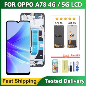 Origineel voor OPPO A78 5G CPH2483 CPH2495 LCD Display Touch Screen Digitizer -assemblage met frame voor OPPO A78 4G CPH2565 LCD OLED