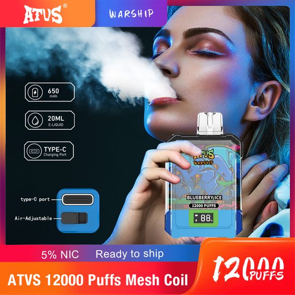 ATV formels d'origine 12000 Puffs Dispostable Vape Smart écran Affichage Batterie Stick King Carburor Vs Bang King 12000 Puff 2% 5% Puff 12k Puff 18K 20K Puffes Vaper