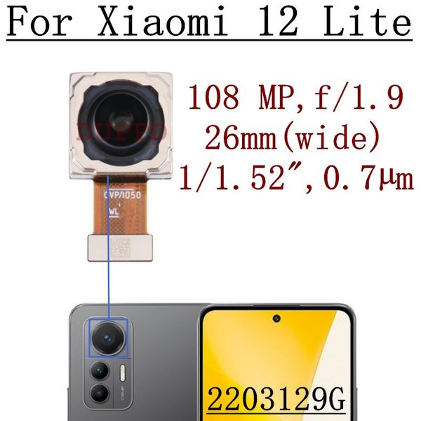 Caméra arrière avant d'origine pour Xiaomi Mi 12 Lite Selfie Frontal Big Back Back Back Face Face à grand angle Macro Camera Flex Cable