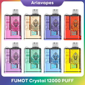 Original Fumot Crystal 12000 bouffées de cigarettes électroniques jetables stylo vape avec contrôle du flux d'air batterie rechargeable 650mAh 12K bouffées bobine de maille 20 ml vapoteurs préremplis