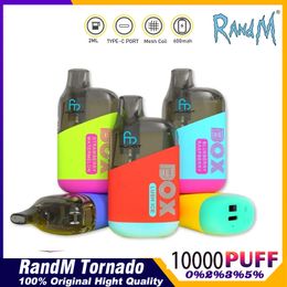 Originele Fumot RandM Tornado Box 10000 E-sigaret Oplaadbaar 10K Rookwolken Wegwerpvapes Mesh Coil 20ml Eliquid 16 Smaken 0% 2% 3% 5% bladerdeeg 10000 bladerdeeg tornado vape