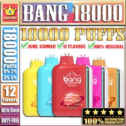 100% originele Bang Pulse 18000 18K Puff 18000 18k Smart Digital Box Oplaadbare Disposable Vape Pen E Sigaret Geek Bar GeekBar 7500 15k 15000 26ml 650 mAh Batterij