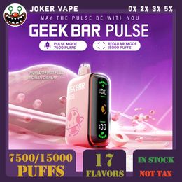 Original Geek Bar Pulse 15000 Puff Vape Pen desechable 5% Nivel 16 ml Precargado 650 mAh Batería recargable 17 sabores 15k Puffs Vapes Kit 100% original