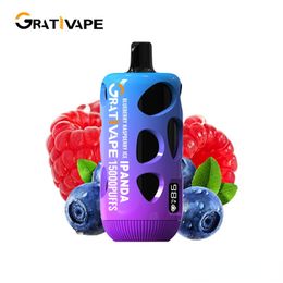 Original Grativape iPanda 15000 bouffées Vape stylo jetable E cigarette avec batterie rechargeable 650mAh 18ml Pod Authentiques vapoteurs en gros bouffée desechable 15K