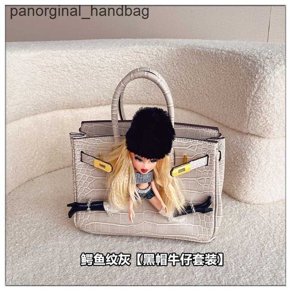 Original H Tote Bag Nuevo Internet 2024 celebridad bolso con estampado de cocodrilo parodia Kim Kardashian Betsy muñeca llevando hombro FBIS PQE6