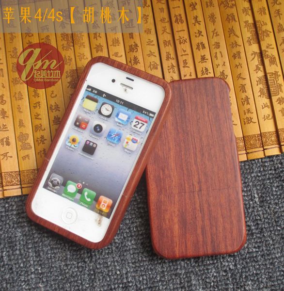 Étui en bois fait main d'origine pour Apple Iphone 4 4s boîtier de téléphone en bambou véritable couverture en bois pour Iphone 5 5C 5s coque arrière rigide