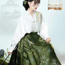 Falda Hanfu Original, disfraz de estilo chino, Mamianqun, dinastía Ming, falda tejida con cara de caballo dorado, vestido chino, chaleco, falda 240130