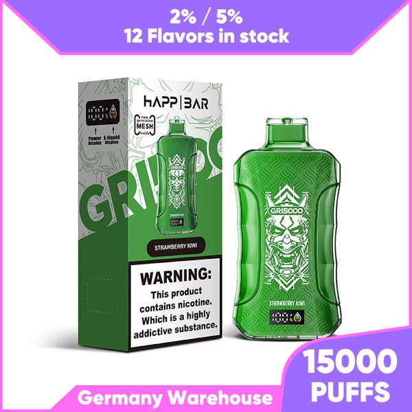 Happ bar original 15000 bouffées bouffées 14000 kit de dispositif de cigarette électronique jetable 650mAh batterie rechargeable préremplie 20 ml cartouche pod vape boîte à stylo affichage de l'écran