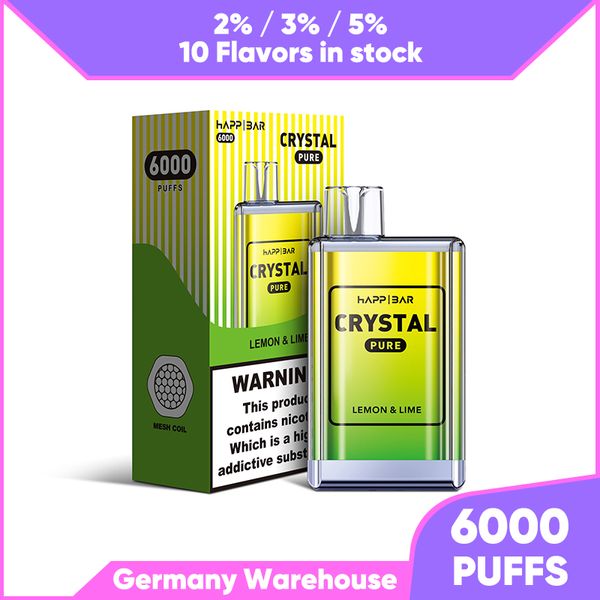 Original happ bar Crystal vapes soplo desechable 5000 6000 7000 9000 e cigarrillo 10 sabores Envío en Alemania
