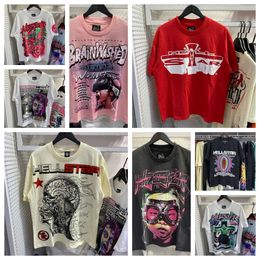 originele Hellstar shirt ontwerper heren tshirt Rapper Washed Grey Heavy Craft Unisex korte mouw Fashion Retro Hell dames t-shirt Amerikaanse High Street Hip Hop we
