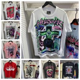 originele hellstar shirt ontwerper heren tshirt Rapper Washed Grey Heavy Craft Unisex korte mouw Fashion Retro Hell dames t shirt Amerikaanse High Street Hip Hop qp