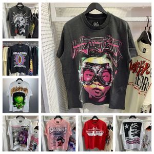 Hellstar original t-shirt designer hommes t-shirt rappeur lavé gris Heavy Craft unisexe à manches courtes mode rétro enfer femme t-shirt américain High Street Hip Hop qy