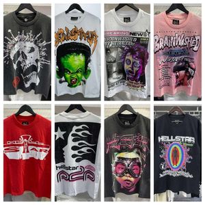 Hellstar original t-shirt designer hommes t-shirt rappeur lavé gris Heavy Craft unisexe à manches courtes mode rétro enfer femme t-shirt américain High Street Hip Hop qu