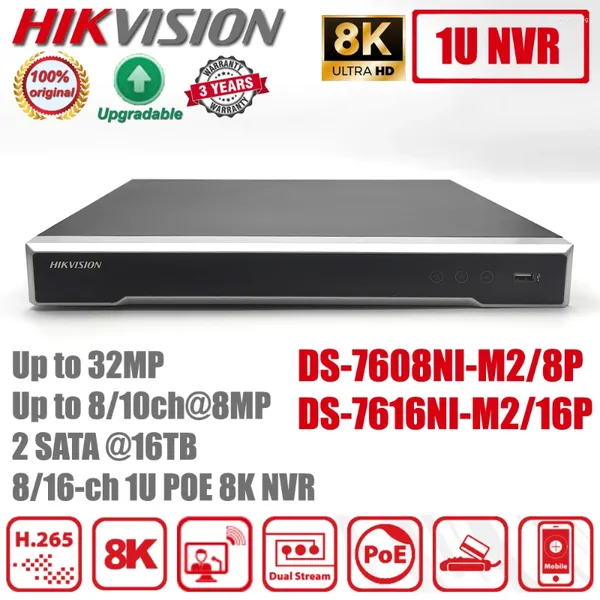 HIKVISION ORIGINAL DS-7608NI-M2 / 8P 8/16 CANSE avec ports POE 8K H.265 NVR DS-7616NI-M2 / 16P Recorder vidéo réseau