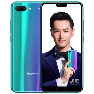 Originele Huawei Honor 10 4G LTE mobiele telefoon 4 GB RAM 128 GB ROM Kirin 970 Octa Core Android 5.84 inch volledig scherm 24,0 mp AI NFC Face ID Fingerprint 3400MAH SMART Mobiele telefoon