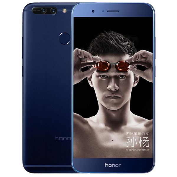 Téléphone portable d'origine Huawei Honor V9 4G LTE 6 Go de RAM 64 Go 128 Go ROM Kirin 960 Octa Core Android 5,7 pouces 12MP NFC ID d'empreinte digitale Téléphone portable