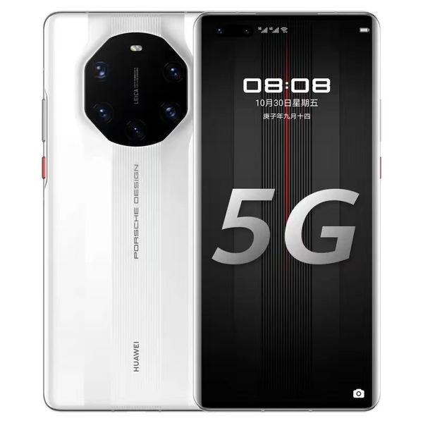 Téléphone portable d'origine Huawei Mate 40 RS Porsche Design 5G 12 Go de RAM 256 Go de ROM Kirin 9000 50.0MP NFC OTG HarmonyOS 6,76 