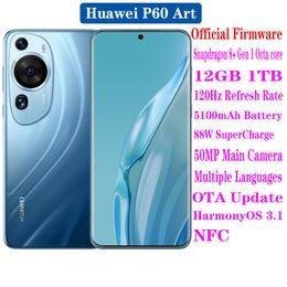 Smartphone d'origine huawei p60 art 6.67 "120Hz 5100mAh 88W snapdragon 8+ gen 1 octa core 48MP arrière trois caméras hongmeng OS 3.1 téléphone