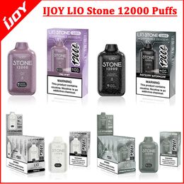 Ijoy Vape Lio Stone original 12000 bocanadas 12k Vapes desechables 650mAh Tipo-C Carga de 18 ml POD prefellado con pantalla digital 15 Sabores 5% Cigarrillos de vape e cigarrillos baratos