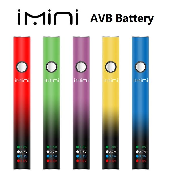 Paramètres de batterie rechargeables d'origine Imini AVB 380 mAh pour cartouches de stylo vape 510 batterie Tension réglable dans la boîte d'affichage du fabricant directement