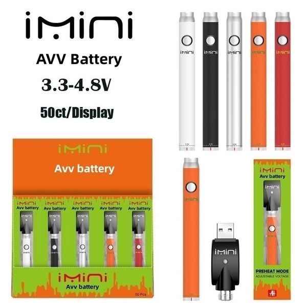 Batería original Imini AVV 380mAh Batería recargable de Vape desechable para D8 Vaporizador de aceite grueso / delgado Pluma 510 Suministro del fabricante de la batería