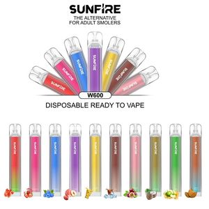 Originele Sunfire Bar W600 Wegwerpvape 2ml voorgevuld dampstick Kristalontwerp 0 mg 20 mg 30 mg 50 mg E Sigaretten Factory Direct aanbod