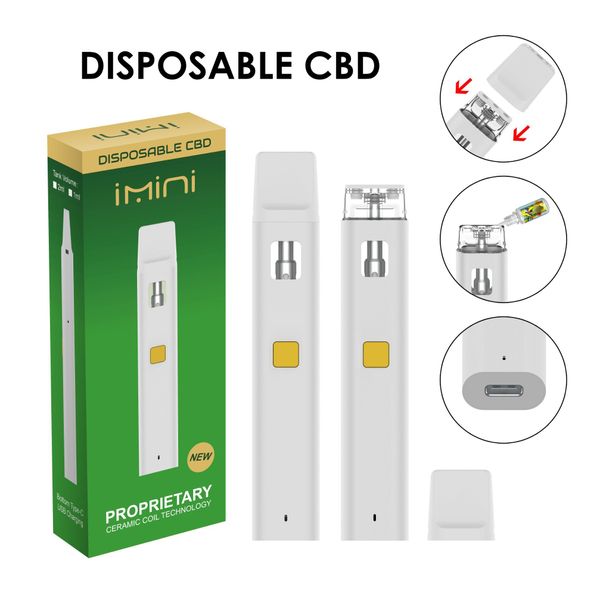 IMini C15 original Vapes desechables Vapes Vaper Cerámica 300MAH 1ML 2ML 510 CARTS Aceite de espesor Batería de precalentamiento de la barra vacía Dispositivos del logotipo del logotipo