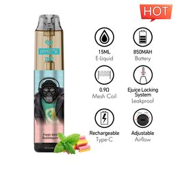 IMINI IMINI Disposable Vape 7000 Puff E Cigarettes Vapes jetables Pain Electronic Cigarette 15 ml 850mAh Batterie rechargeable Cartouche préfabillée en cristal