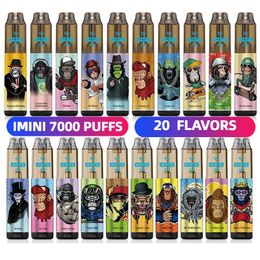 Originele iMini Tornado 7000 Puffs 7k Wegwerp Pape Pen Puff 7000 Elektronische sigaretten 15 ml POD MESH Coil 6 RGB Oplaadbare lucht-verstelbare 0% 2% 3% 5% Apparaat Vaper Vapes