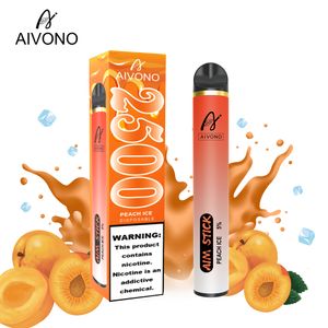 Original en stock Aivono AIM Stick 2500 25 Puffs Dispostable E Cigarettes 1,6 ohm Mesh Coil 9ml POD BATTERIE ÉLECTRONIQUE CIGS 0% 2% 5% Nicotine Dermable Vape Pod Bar