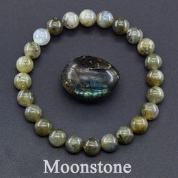 Originele India Labradorite Bead -armband voor vrouwen Men Natural Moonstone Charm Bangle verkrijgen Energie sieraden Pulsera Gift 240423