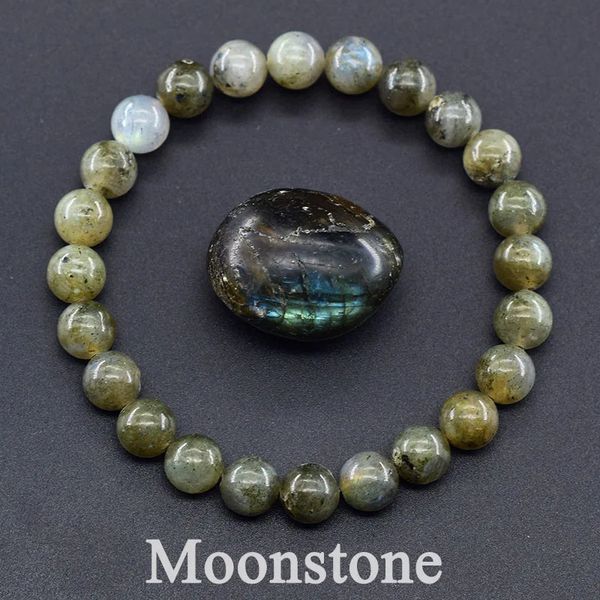 Bracelet de perle Labradorite d'origine pour les femmes Men Natural Moonstone Charm Bangle Obtenir l'énergie bijoux Pulsera Gift 240423