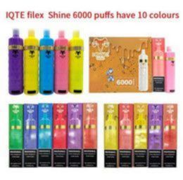 Iqte Filex Shine 6000 Puffs Disposable E Cigarettes Puff 6000 Vape Pen 15ML Dispositif préfabillé Disposable Vape Autorised Razz Bar