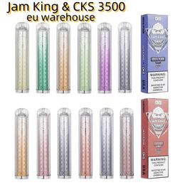 Original Jam King CKS 3500 cobrand jetable Vape Pen saveur de jus 6 ml entrepôt de l'UE 650 mAh USB-C charge vs bc5000 vape Tornado 7000 3500 barre de cristal soufflée