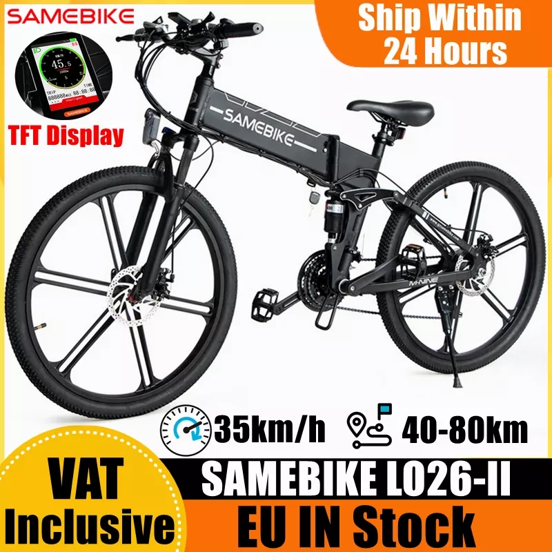 EU-LAGER SAMEBIKE LO26-II 10Ah 48V 500W 26 Zoll Moped Elektrofahrrad 35km/h Geschwindigkeit Smart Folding Dual Dics Bremse E-Einrad