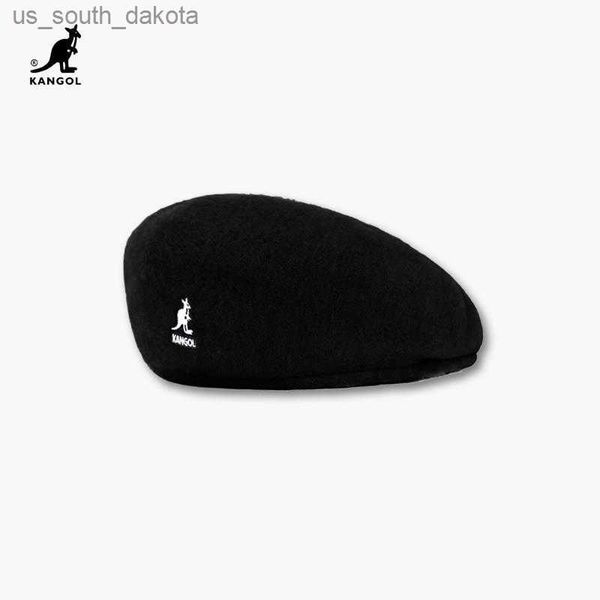 Boina de lana Original KANGOL 504, gorra de lana para hombre y mujer, sombreros de invierno informales de Color sólido a la moda para mujer, boinas de otoño e invierno L230523