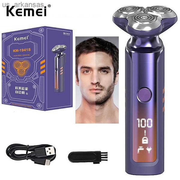 Original Kemei 3D tête flottante rasoir électrique pour hommes étanche barbe rasoir électrique facial rechargeable rasage machine L230523