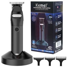 Kemei-cortadora de pelo eléctrica para hombre, sin cable, Original, profesional, para peluquero, cortadora de barba, recargable, 220119