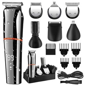 Originele Kemei Digital Display Alles in één haartrimmer voor mannen Wenkbrauw Baard Elektrische Clipper Grooming Kit Cut 220216