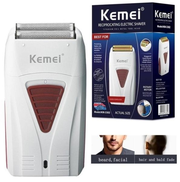 Original kemei finition fondu rasoir électrique rechargeable cheveux barbe nettoyage rasoir électrique pour hommes tête chauve machine à raser 224620924