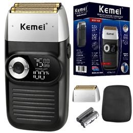 Kemei Kemei puissant Barber Pro Electric Shaver for Men Hair Beard Razor Razor Head Raser Machine Finition Fading 240420