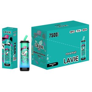 Original LAVIE Cola plus 7500 bouffées E-cigarette jetable 600mAh batterie rechargeable 10 saveurs 2% 5% capacité bobine 17ml OEM ODM VAPE glace au raisin